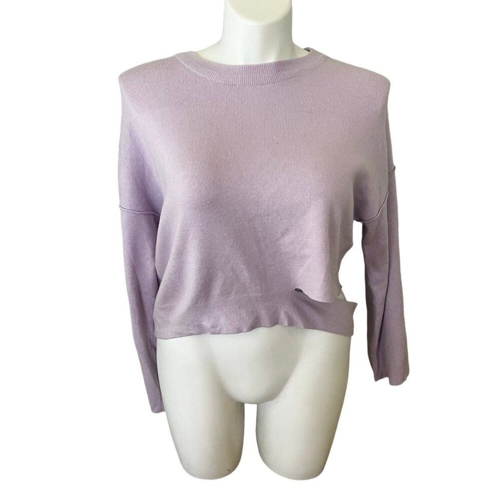 Topshop Women's Size 4 New Lavender Cropped Sweater With Cut Detail Over Hip